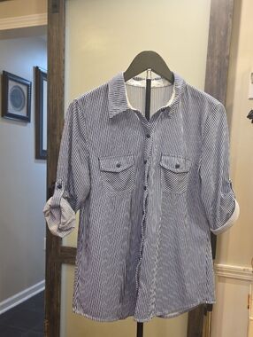 Eden & Olivia Blue and White Striped Blouse